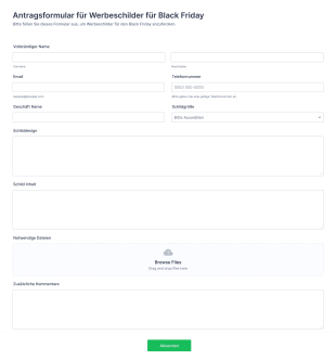 Antragsformular Für Werbeschilder Für Black Friday