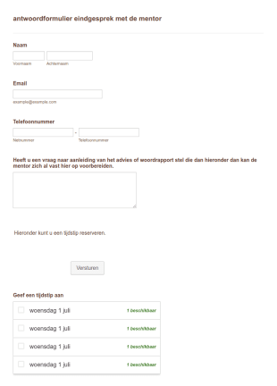 Antwoordformulier Eindgesprek Met De Mentor