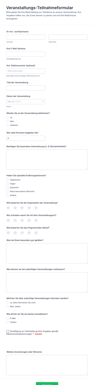Antwort Zur Teilnahme Am Event