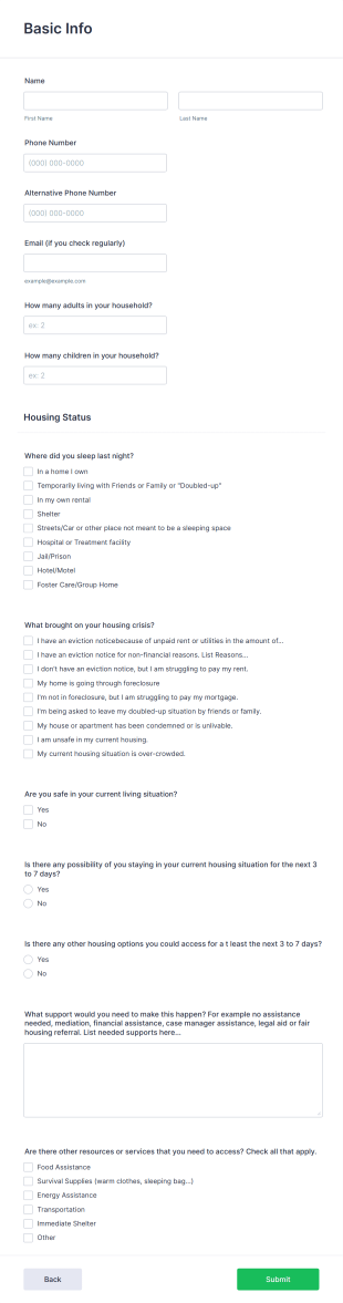 Housing Crisis Survey Form Template