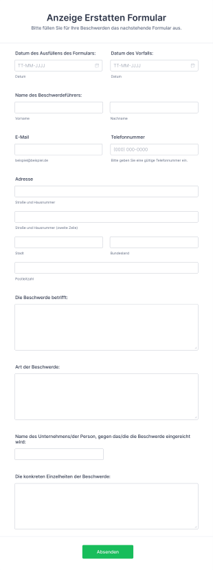 Anzeige Erstatten Formular Form Template