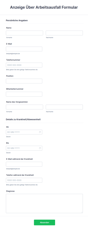 Anzeige Über Arbeitsausfall Formular