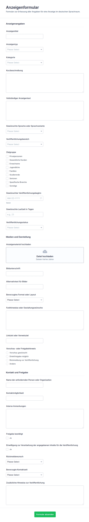 Anzeige Zur Veröffentlichung