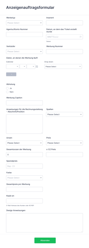 Anzeigenauftragsformular