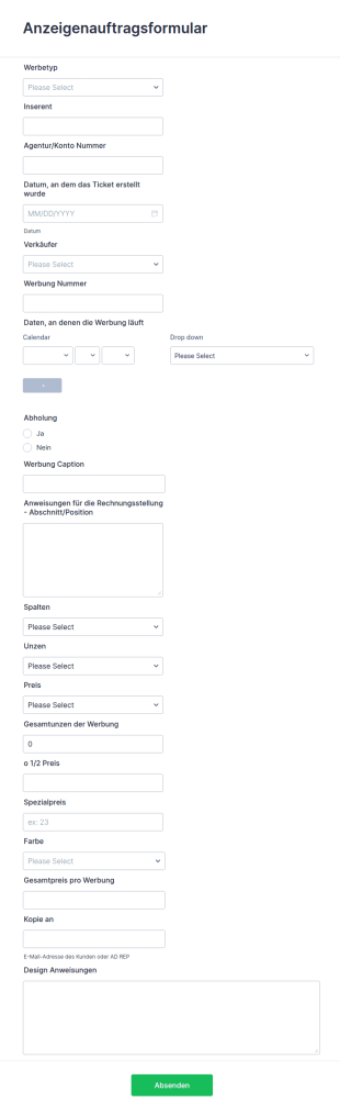 Anzeigenauftragsformular