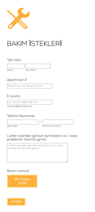 Apartman Bakım Talep Form Şablonu