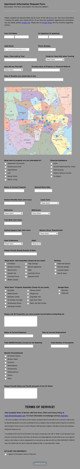 Apartment Information Request Form Template