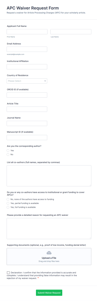 APC Waiver Request Form Template