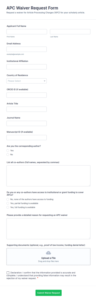 APC Waiver Request Form Template