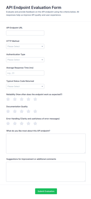 API Endpoint Evaluation Form Template