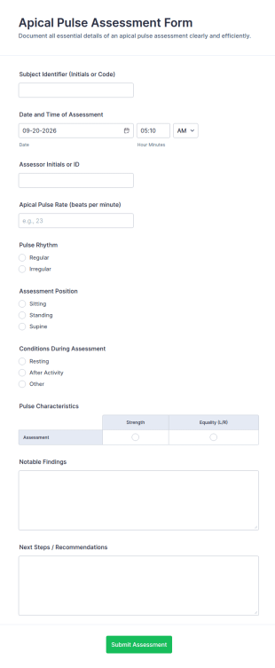 Apical Pulse Assessment Form Template