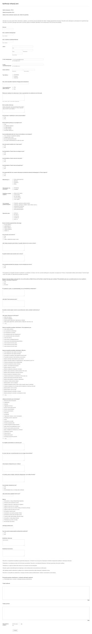 Aplikacja Adopcji Psa Form Template