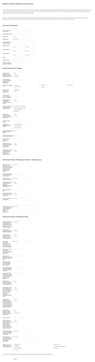 Aplikasi Adopsi Anjing Form Template