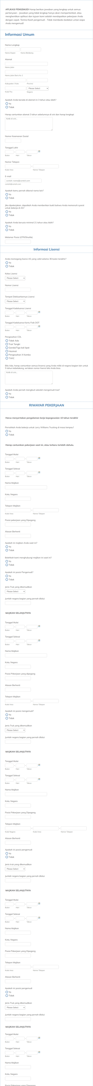 Aplikasi Pengemudi Truk LWT