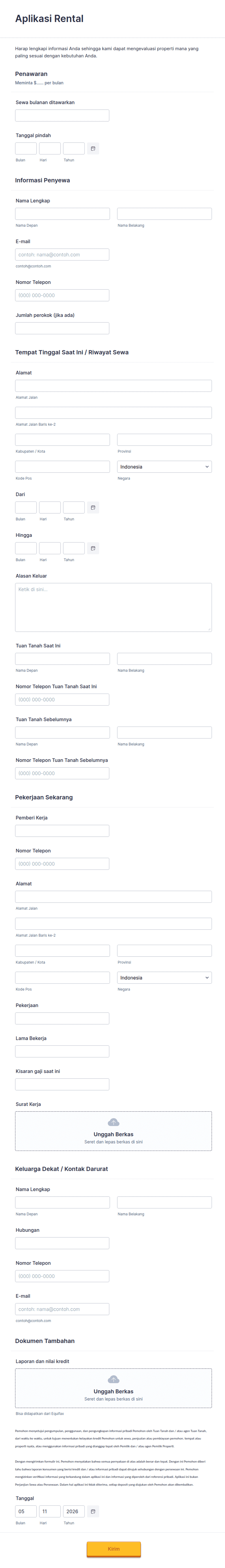 Aplikasi Rental | Jotform