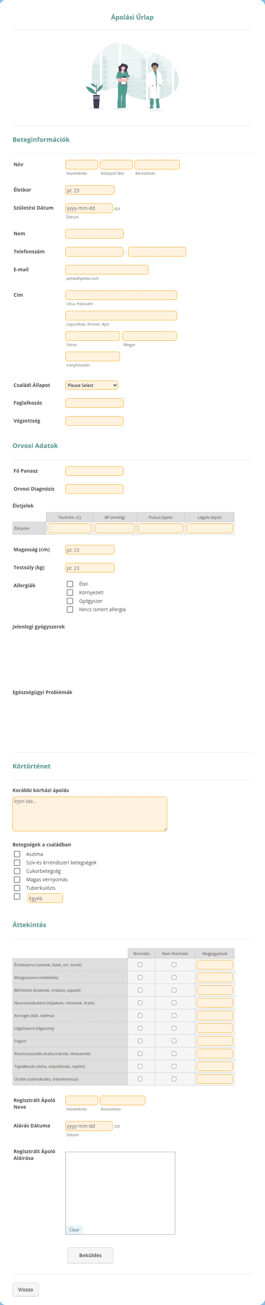 Ápolási Űrlap | Jotform