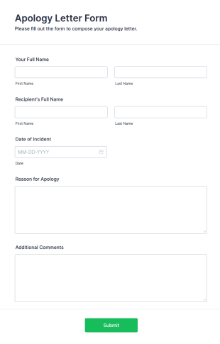 Apology Letter Form Template