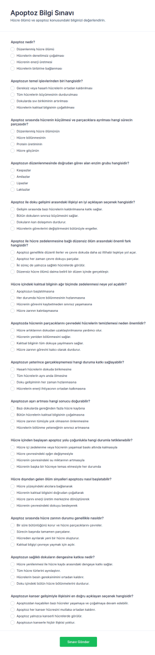 Apoptozis Değerlendirme Anketi Form Şablonu