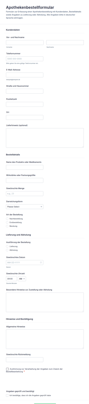 Apothekenbestellformular