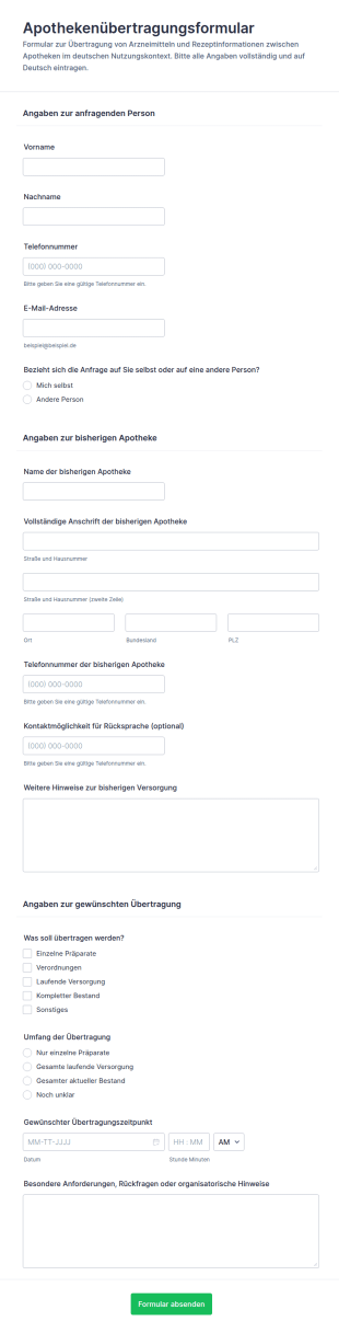 Apothekenüberweisungsformular