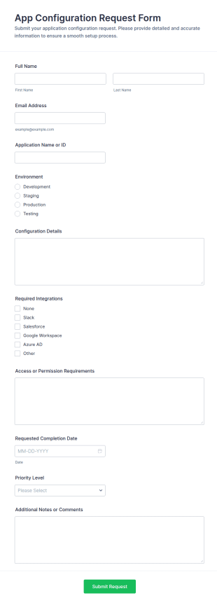 App Configuration Request Form Template