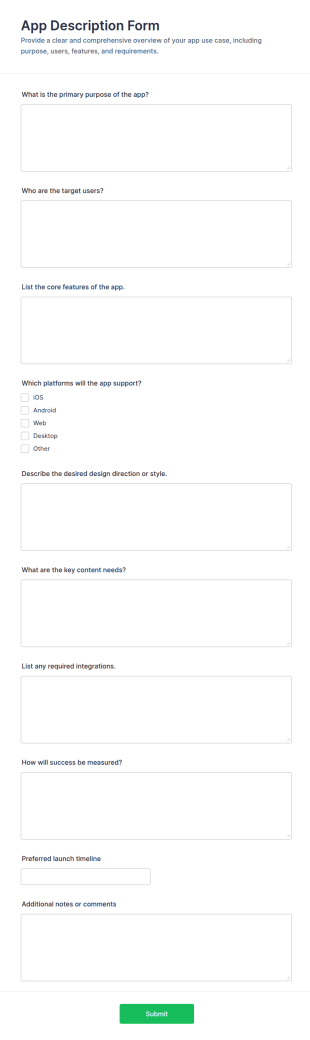 App Description Form Template