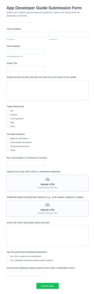 App Developer Guide Submission Form Template