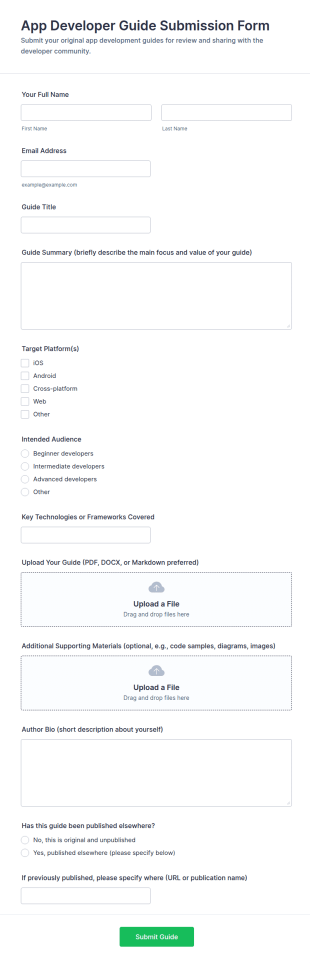 App Developer Guide Submission Form Template