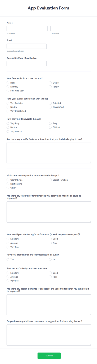 App Evaluation Form Template