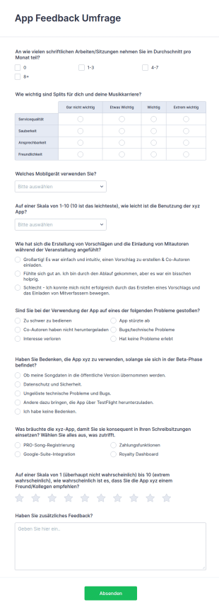 App Feedback Umfrage