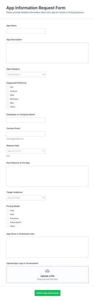 App Information Request Form Template