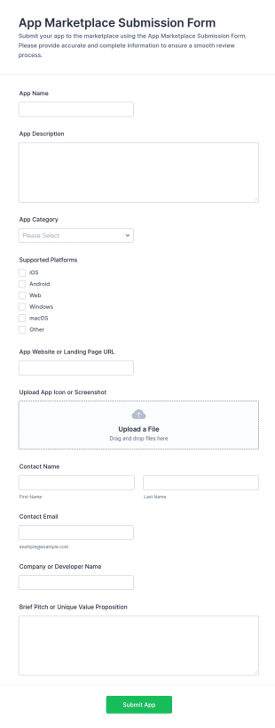 App Marketplace Submission Form Template