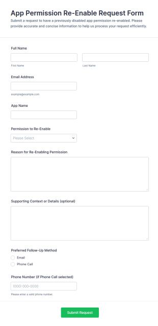 App Permission Re Enable Request Form Template