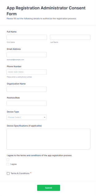 App Registration Administrator Consent Form Template