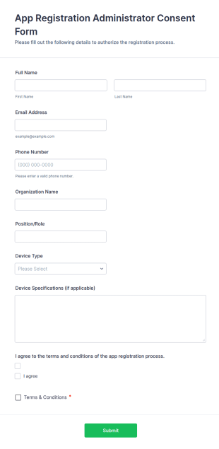 App Registration Administrator Consent Form Template