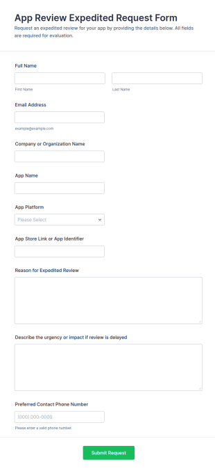 App Review Expedited Request Form Template