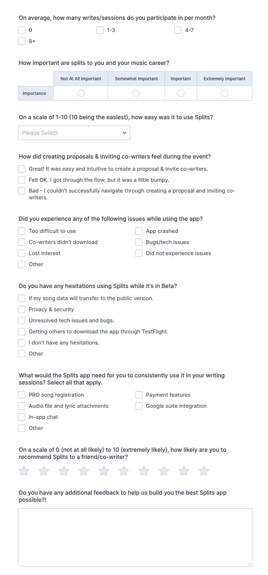 App Questionnaire Examples App Survey Form Template | Jotform