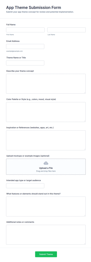 App Theme Submission Form Template