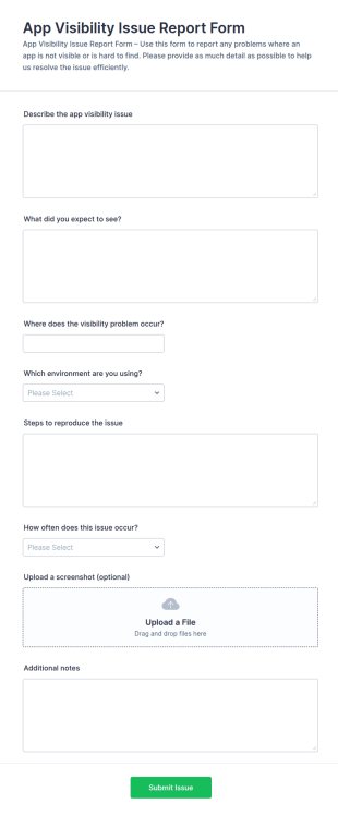 App Visibility Issue Report Form Template