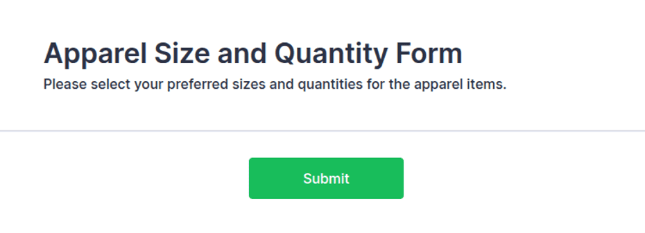 Size Up Form Apparel Size and Quantity Form Template | Jotform