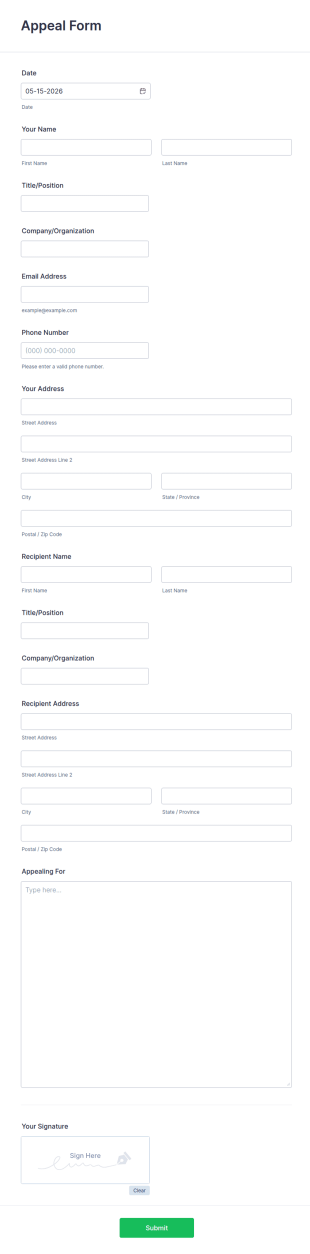 Appeal Form Template
