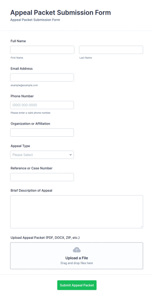 Appeal Packet Submission Form Template