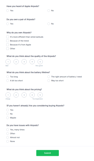Apple Airpods Survey Form Template