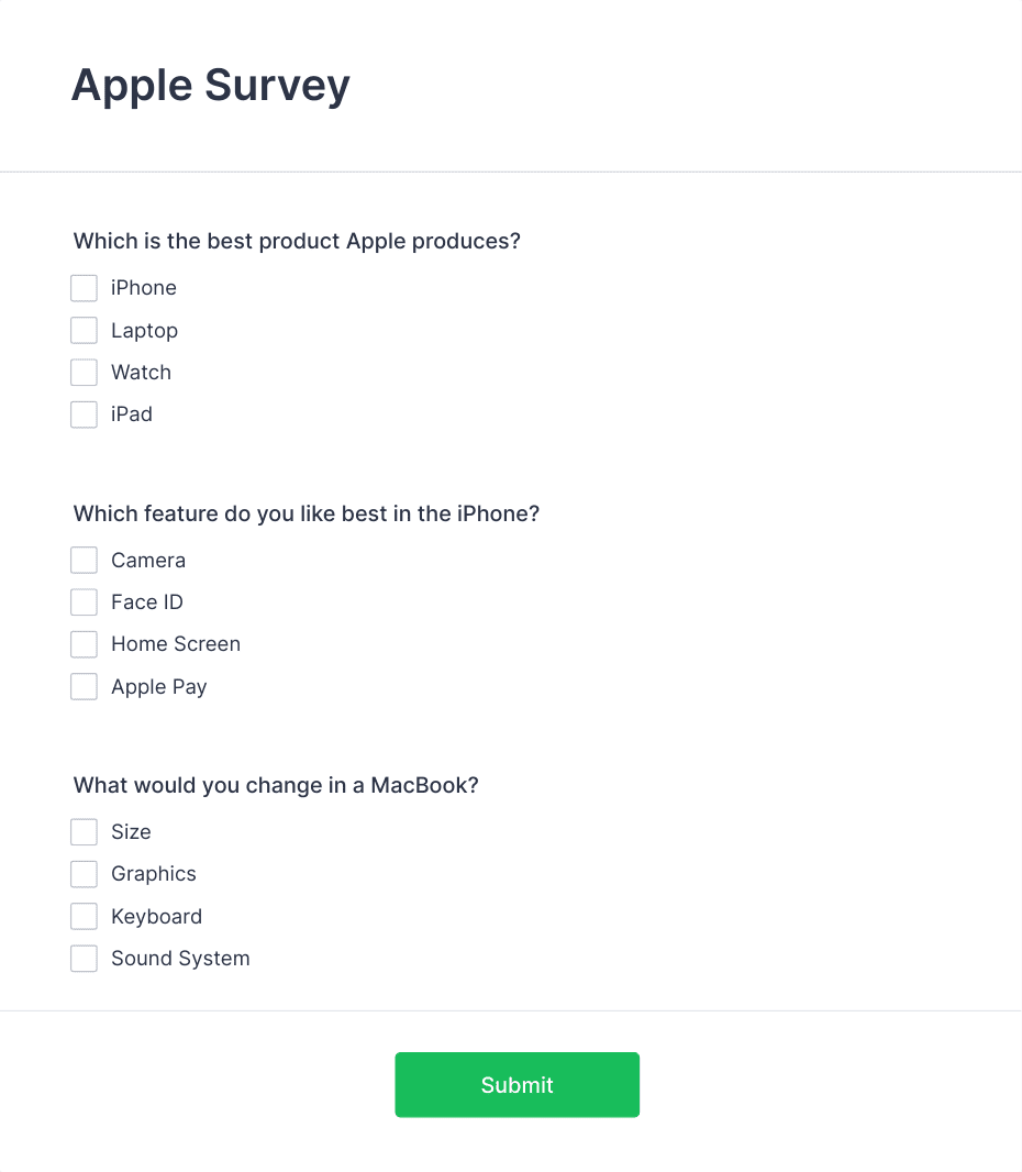 Apple Survey Form Template | Jotform