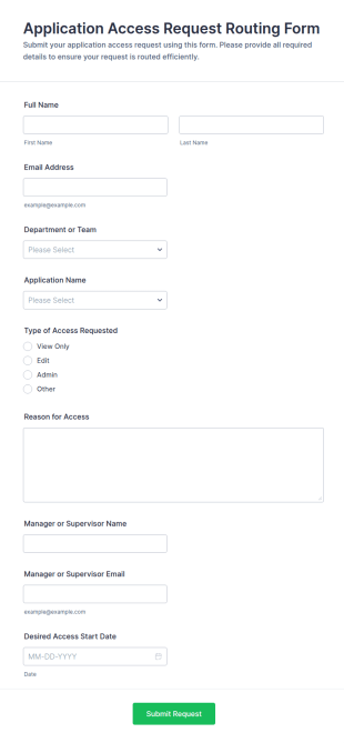 Application Access Request Routing Form Template