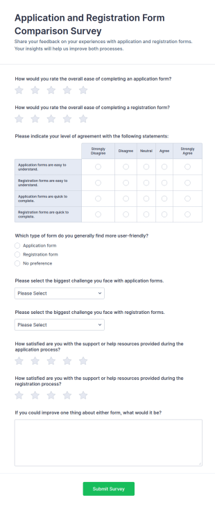 Application And Registration Form Comparison Survey