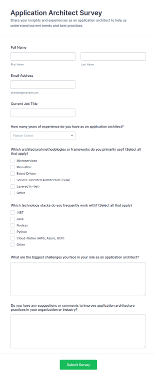 Application Architect Survey Form Template