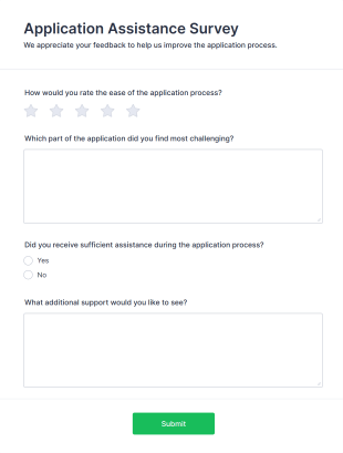 Application Assistance Survey Form Template
