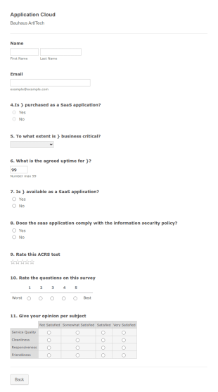 Application Cloud Form Template