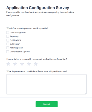 Application Configuration Survey Form Template